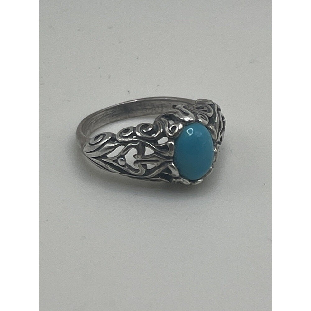 Shube's Dakota West Sterling Silver Filigree Turquoise Ring Size 5.75 3.93g